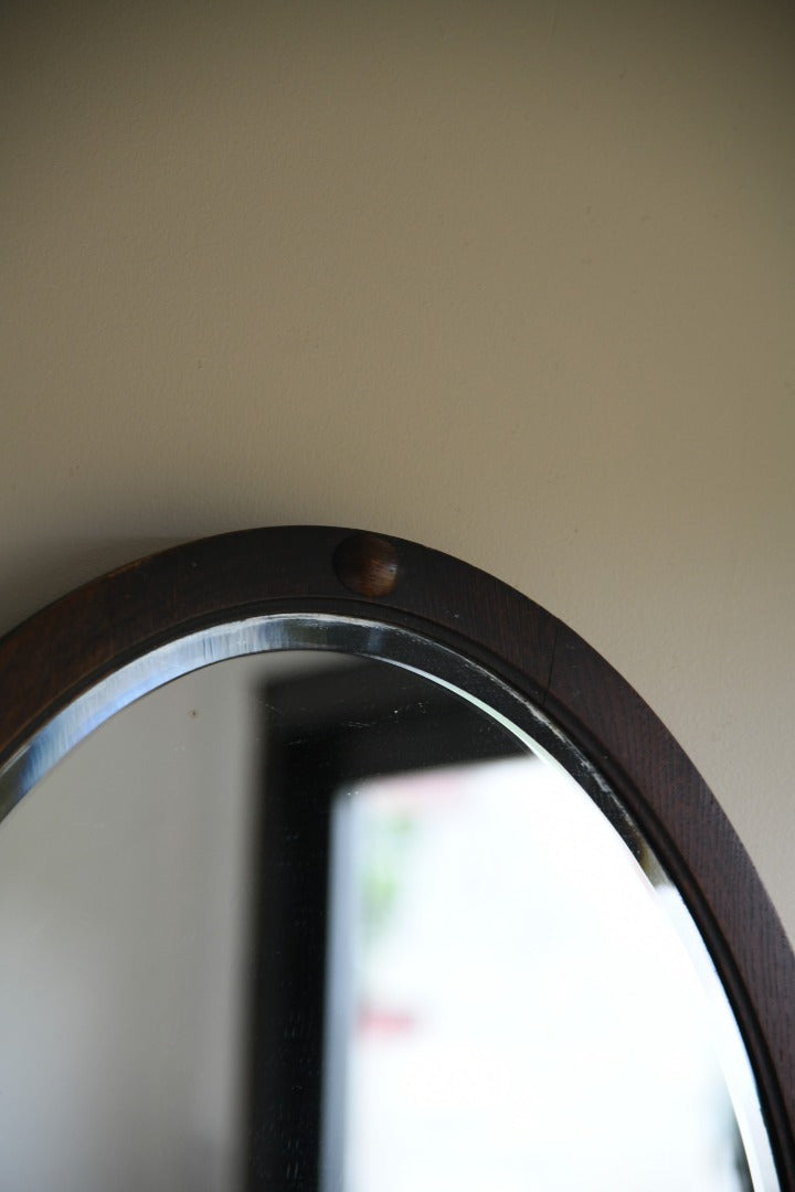 Edwardian Oval Oak Mirror