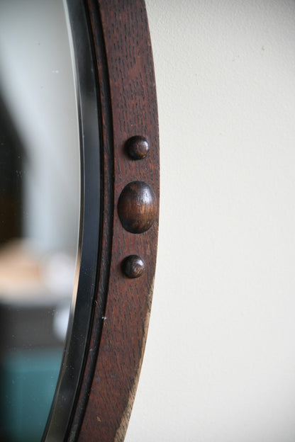 Edwardian Oval Oak Mirror