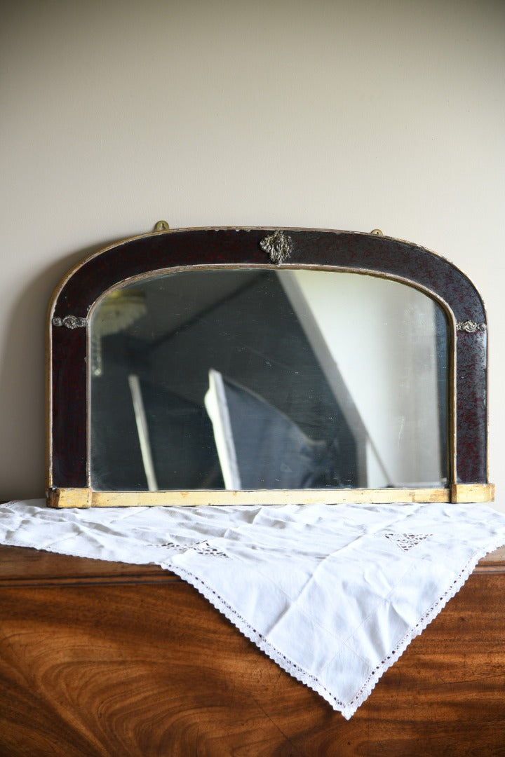 Antique Red Glass Overmantle Mirror