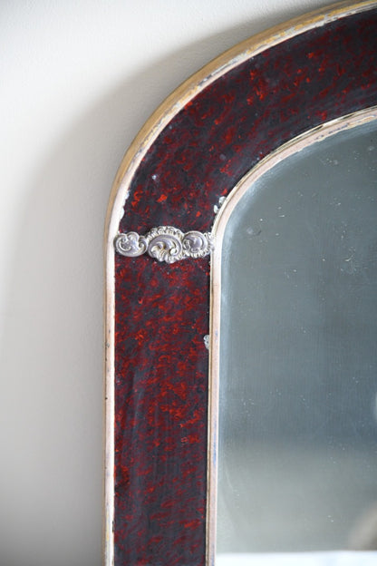 Antique Red Glass Overmantle Mirror