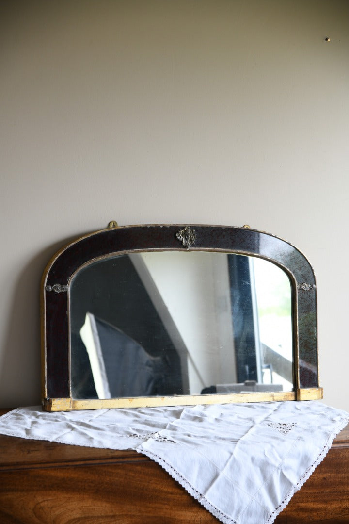 Antique Red Glass Overmantle Mirror