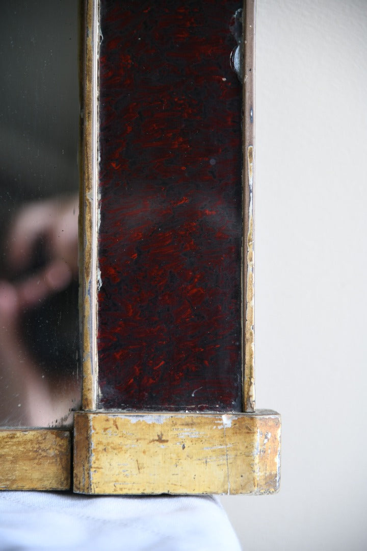 Antique Red Glass Overmantle Mirror