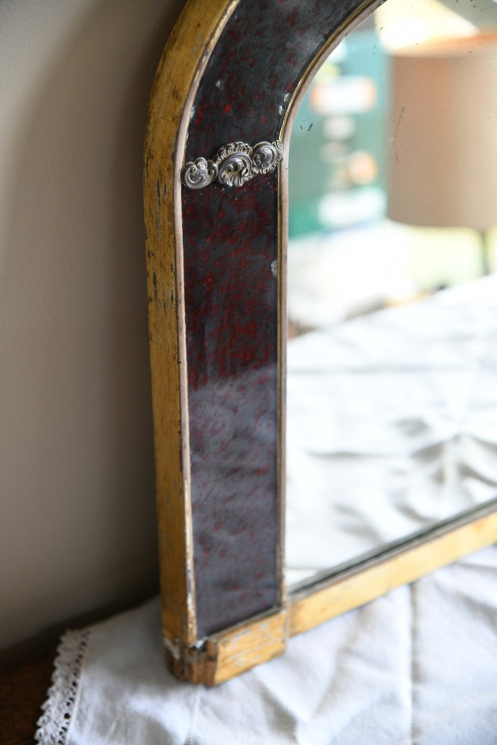 Antique Red Glass Overmantle Mirror