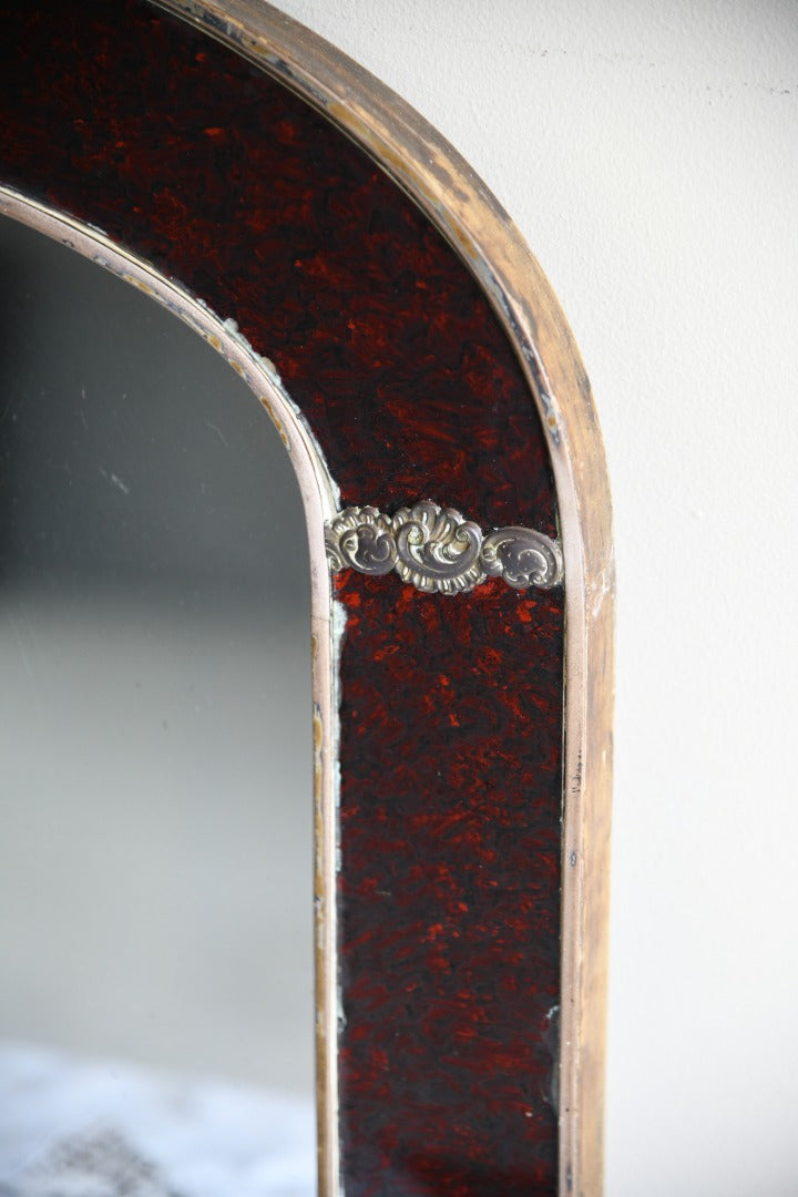 Antique Red Glass Overmantle Mirror