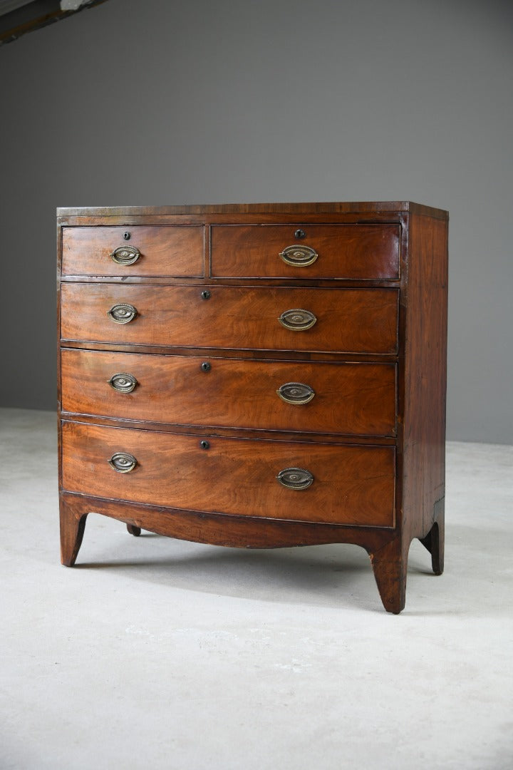 Antique Bow Front Mahogany Chest of Drawers