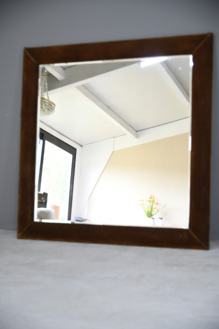 Large Vintage Square Bronze Velvet Mirror