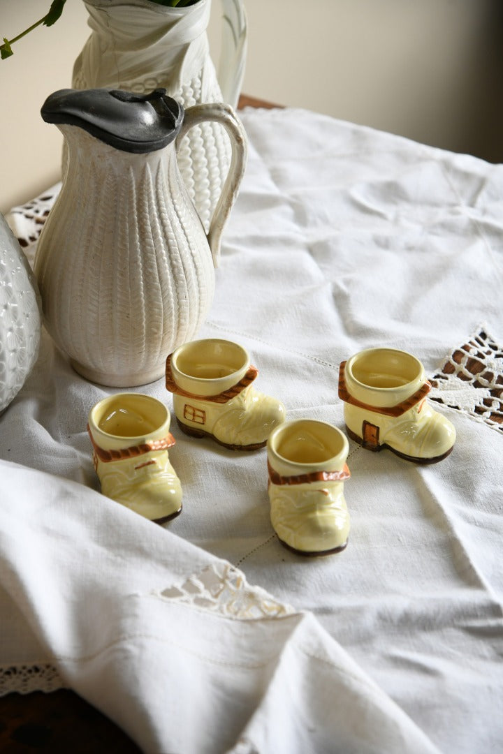 4 Kitsch Vintage Boot Egg Cups