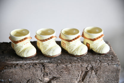 4 Kitsch Vintage Boot Egg Cups