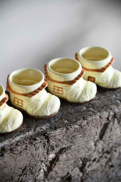 4 Kitsch Vintage Boot Egg Cups