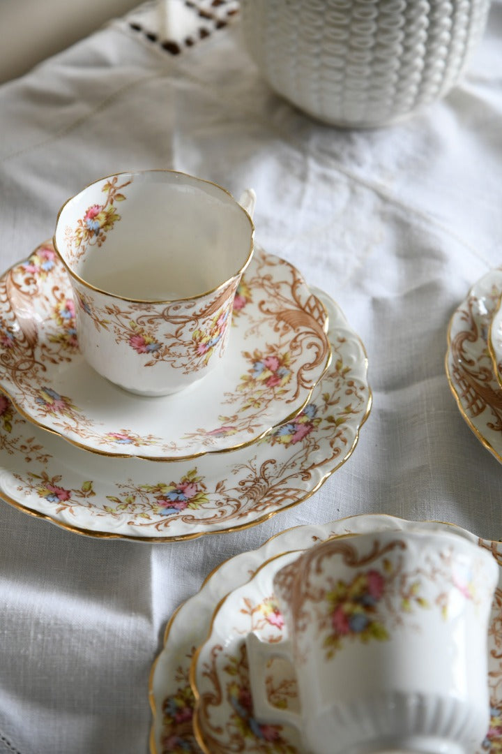 Antique Edwardian Vintage Floral Tea Cups Saucers Plates