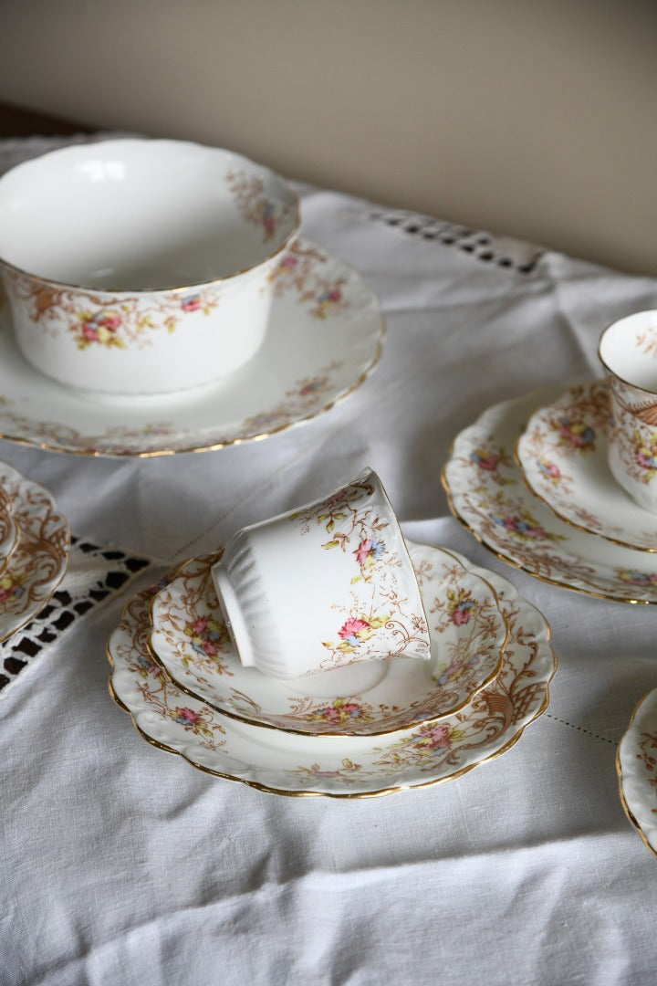 Antique Edwardian Vintage Floral Tea Cups Saucers Plates