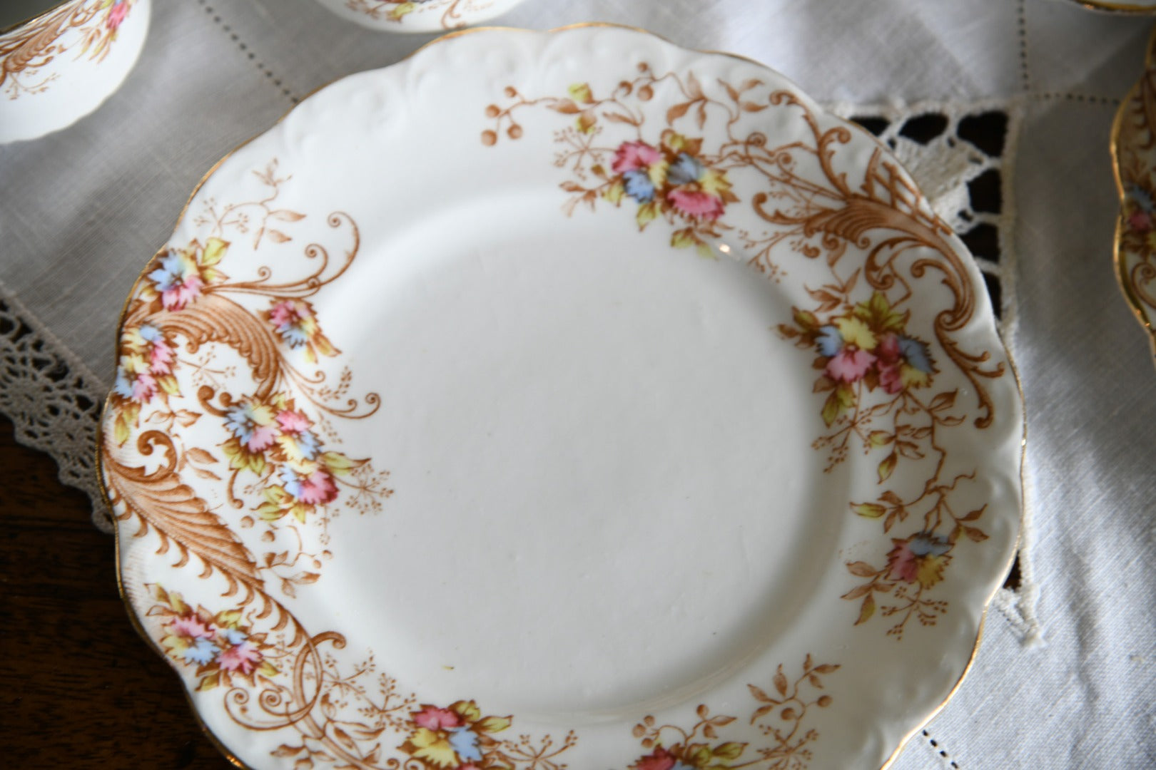 Antique Edwardian Vintage Floral Tea Cups Saucers Plates