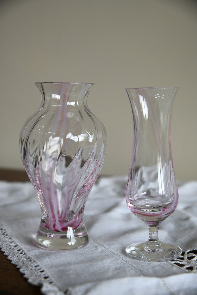 2 Pink Glass Vase