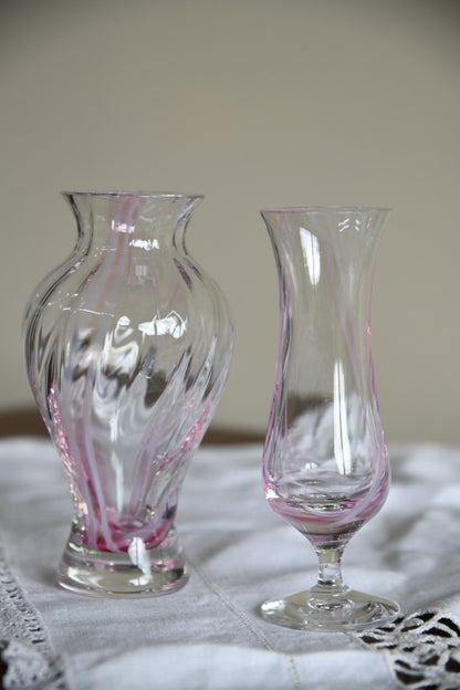 2 Pink Glass Vase