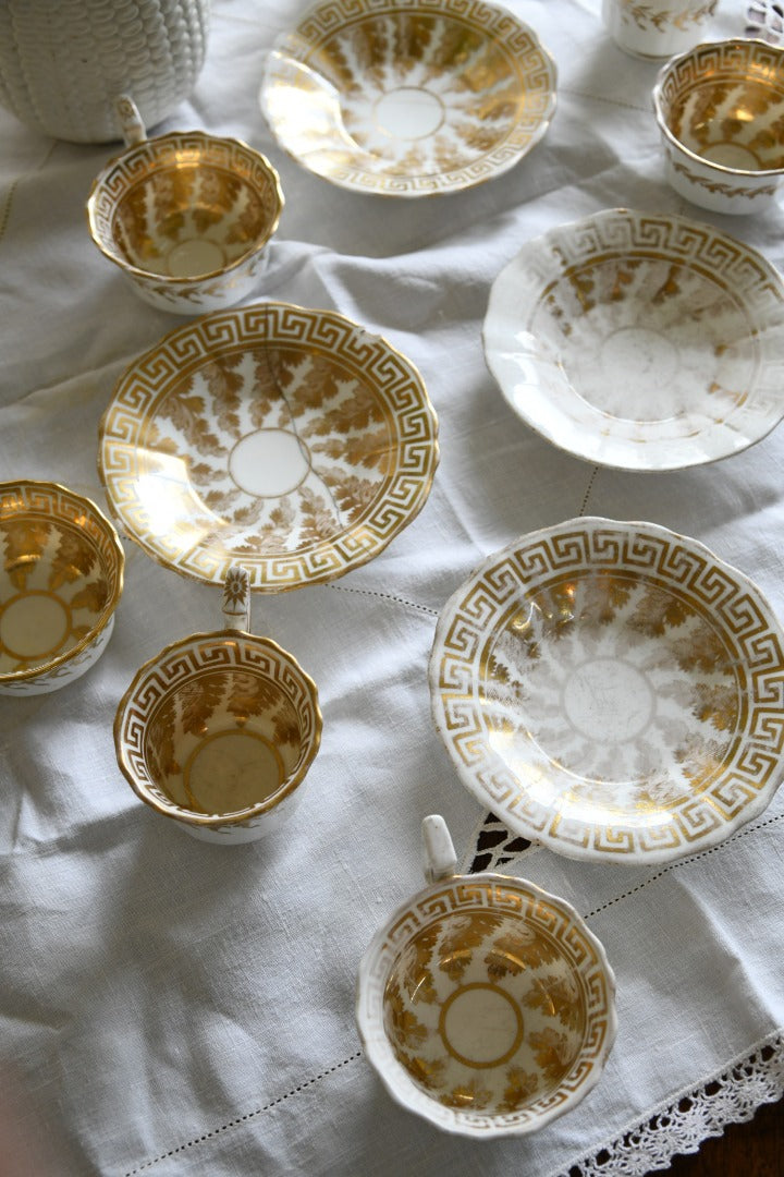 Antique Gilt China Tea Cups & Saucers