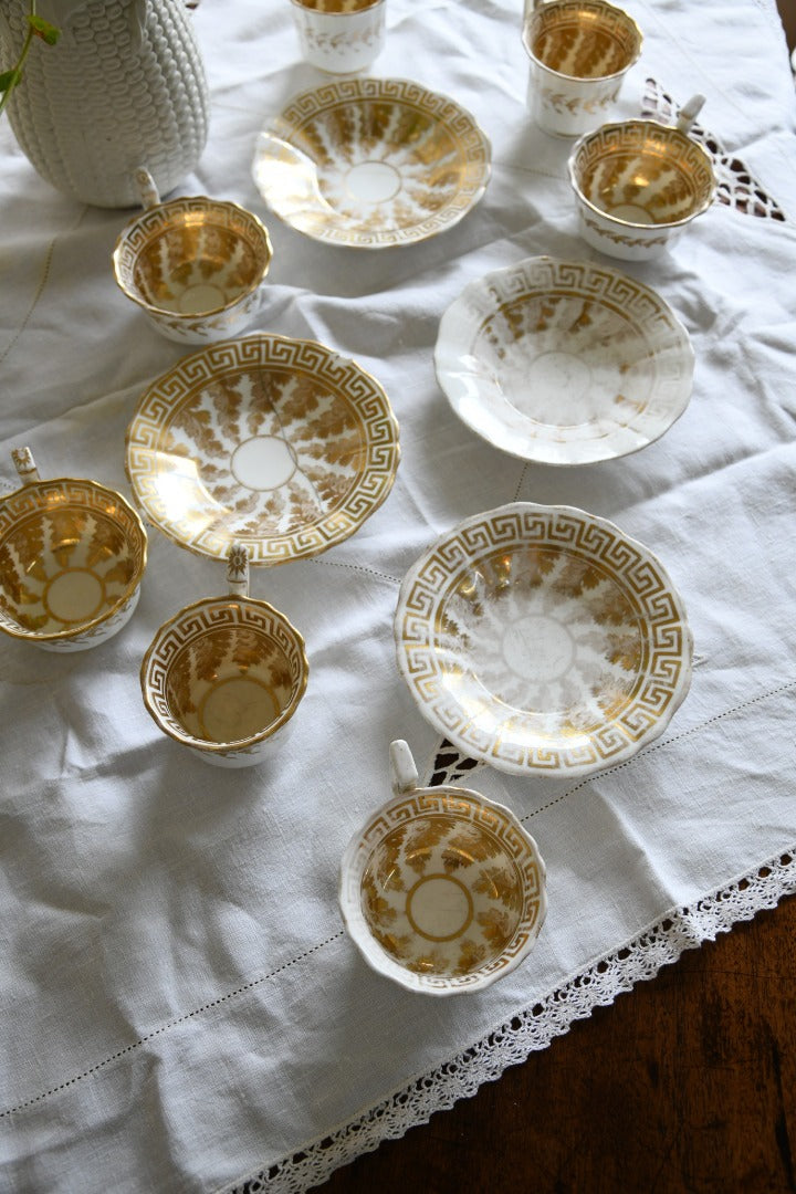 Antique Gilt China Tea Cups & Saucers