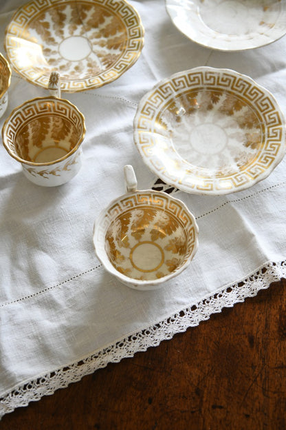 Antique Gilt China Tea Cups & Saucers