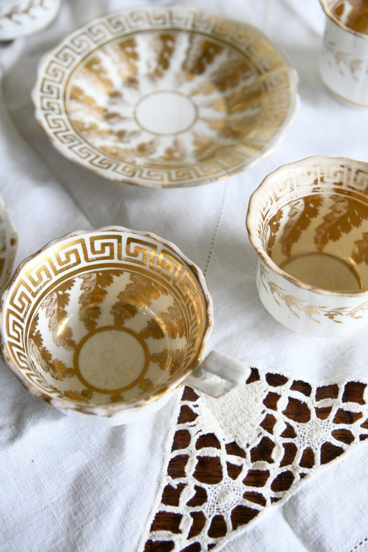 Antique Gilt China Tea Cups & Saucers