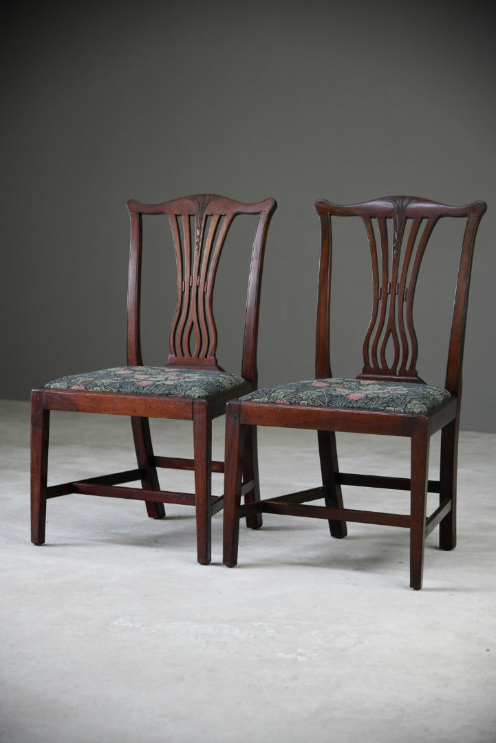 Pair Antique Chippendale Style Dining Chairs