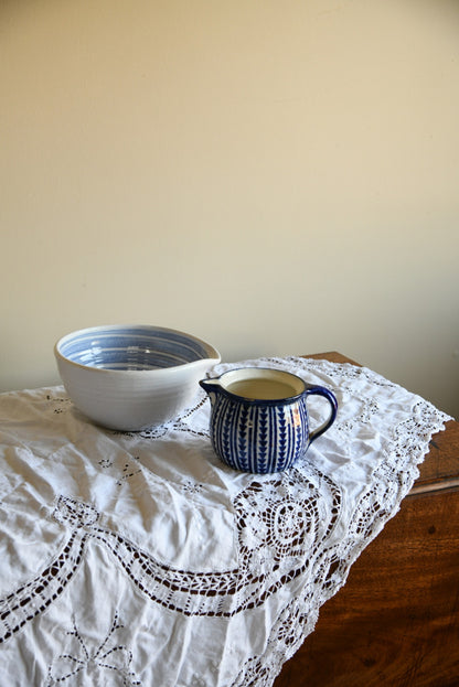 Blue Glazed Jug & Bowl