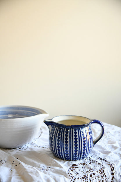 Blue Glazed Jug & Bowl