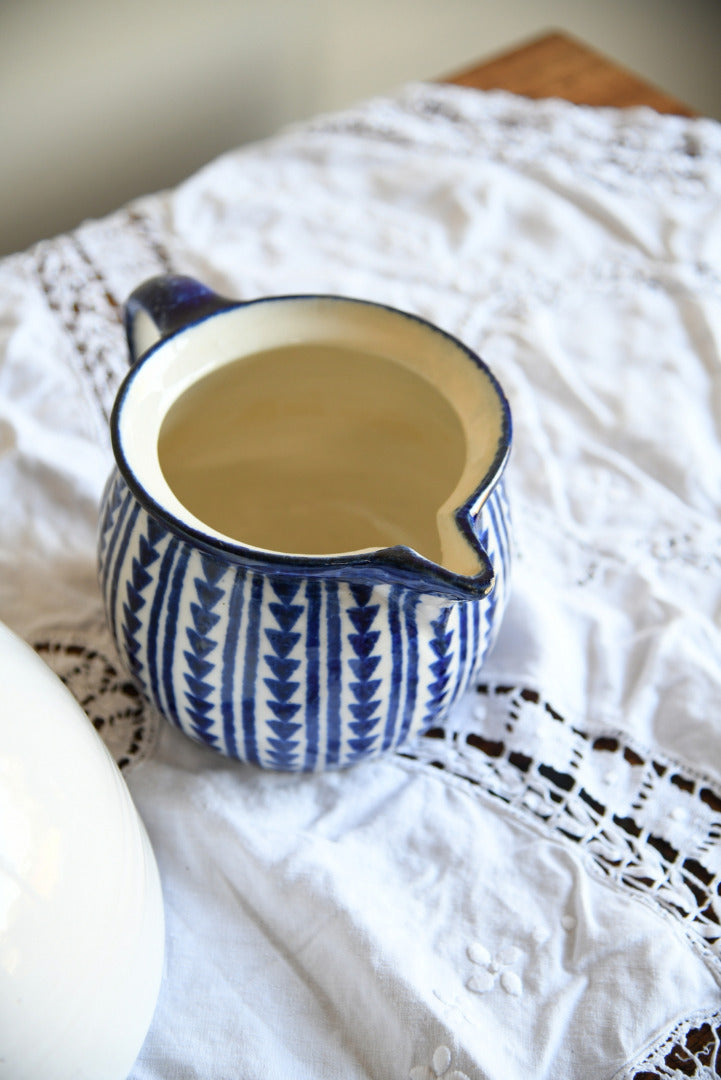 Blue Glazed Jug & Bowl