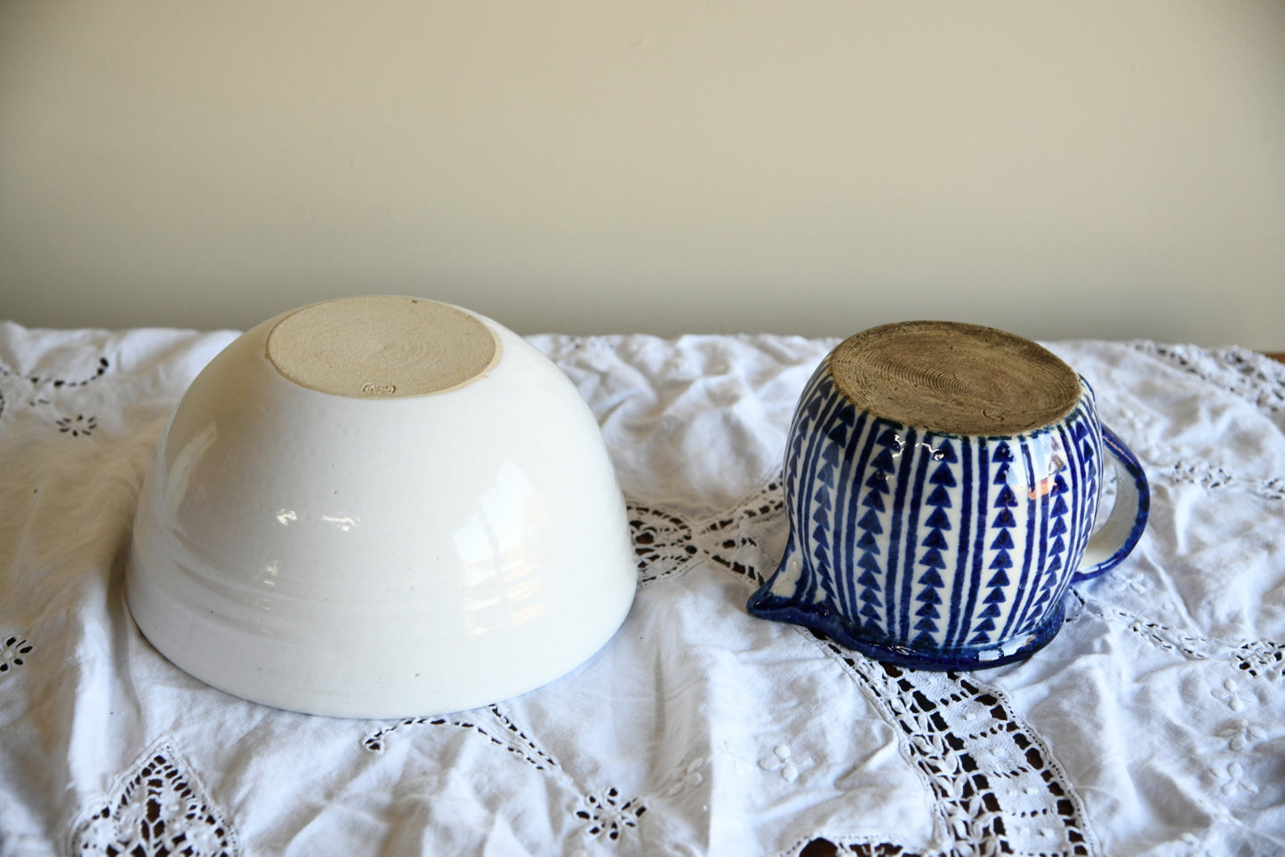 Blue Glazed Jug & Bowl