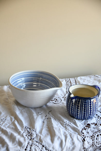 Blue Glazed Jug & Bowl