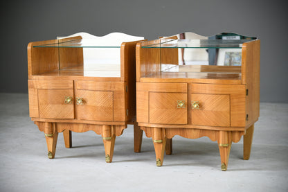 Pair Italian Mid Century Bedside Cabinets