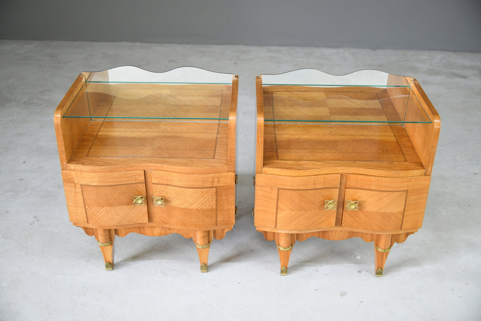 Pair Italian Mid Century Bedside Cabinets