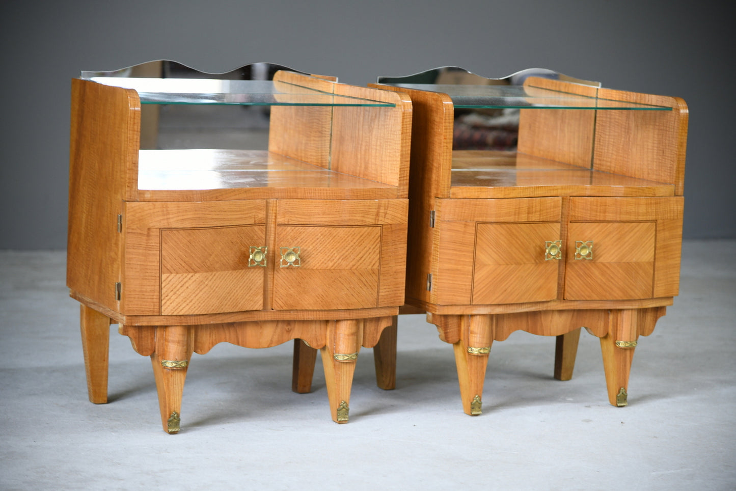 Pair Italian Mid Century Bedside Cabinets