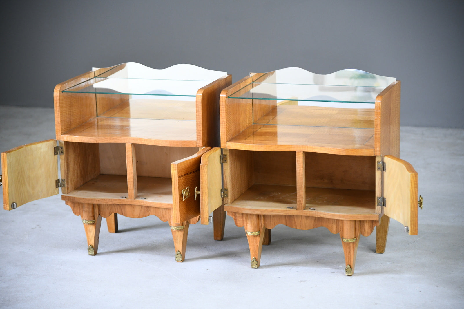 Pair Italian Mid Century Bedside Cabinets