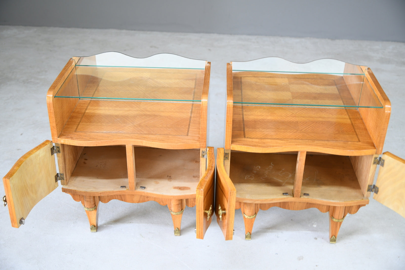 Pair Italian Mid Century Bedside Cabinets