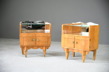 Pair Italian Mid Century Bedside Cabinets