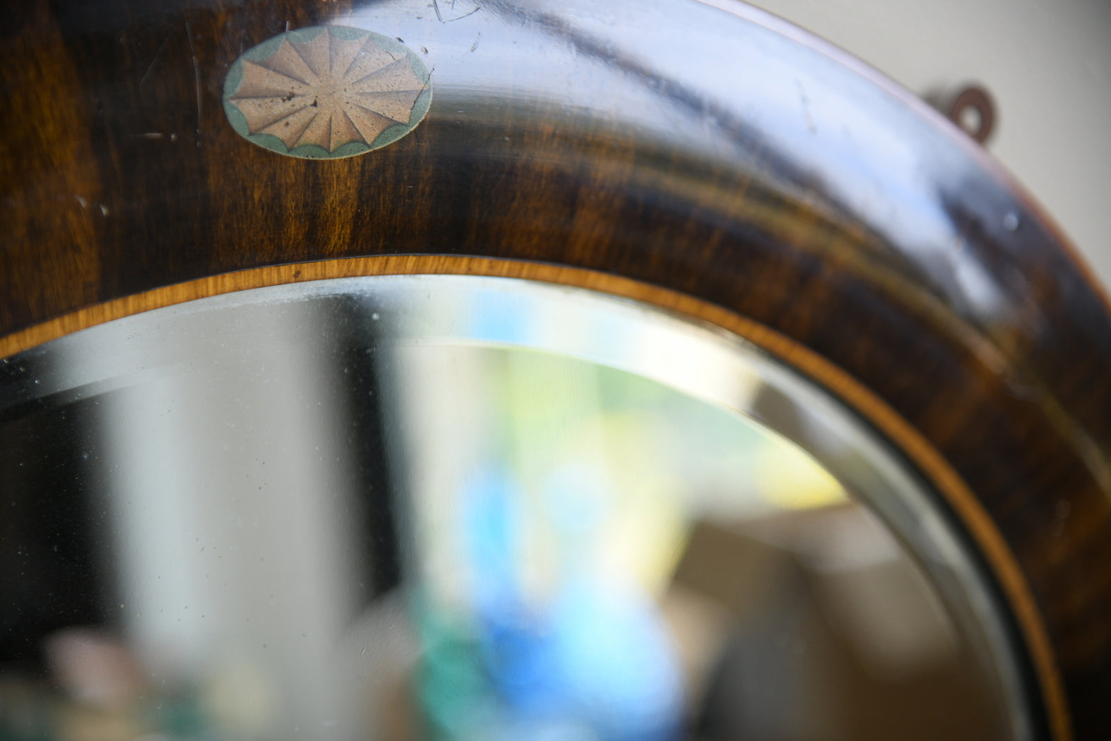 Inlaid Oval Wall Mirror