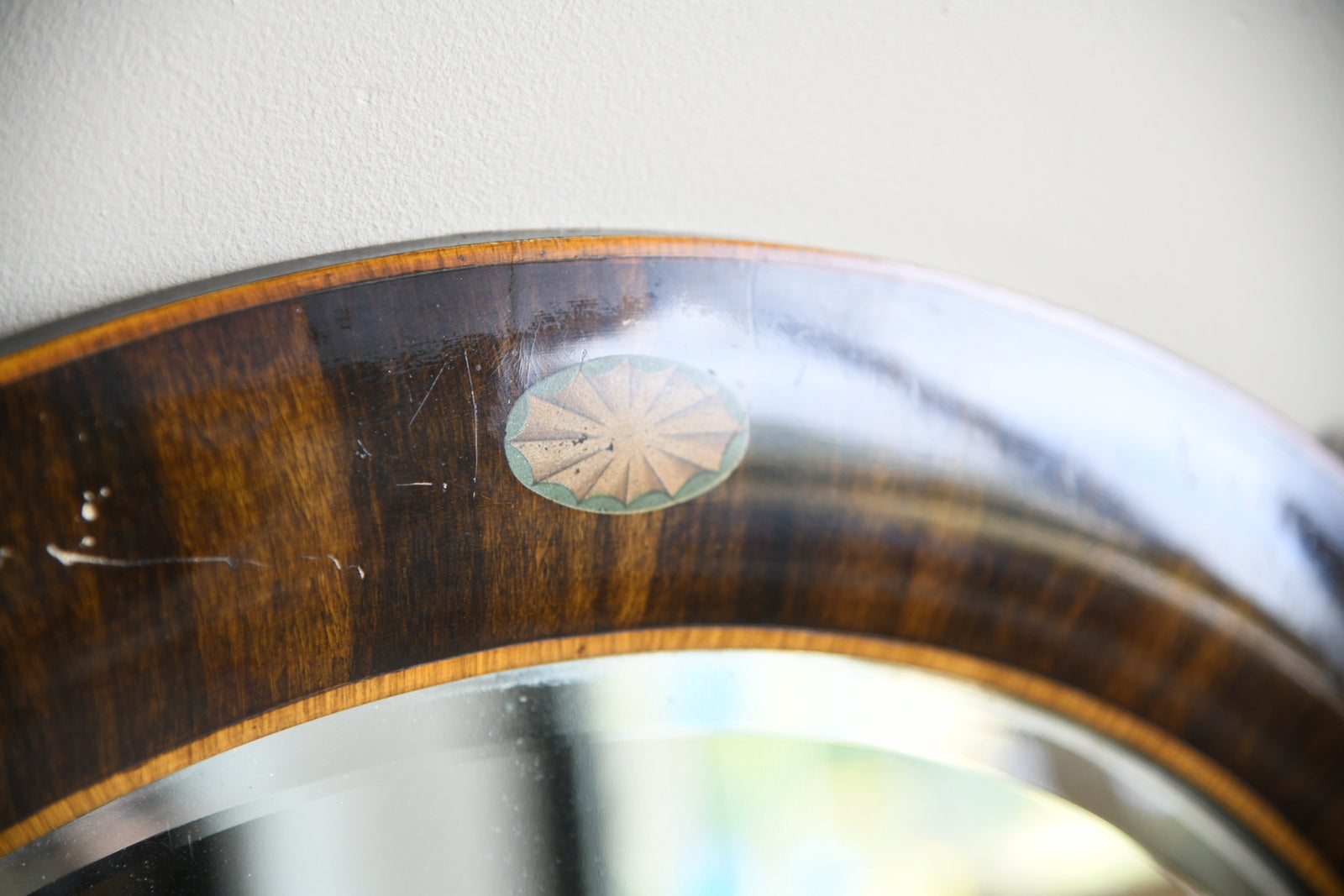 Inlaid Oval Wall Mirror