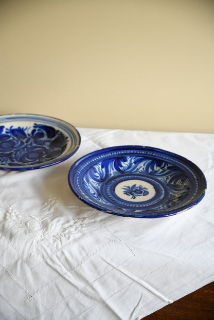 Pair Continental Blue & White Plates