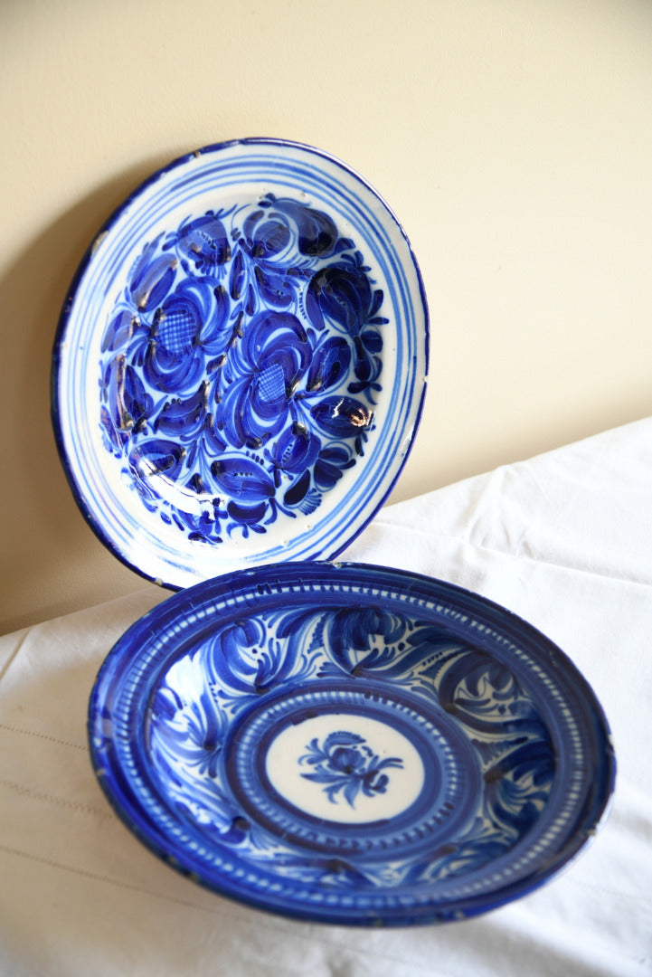 Pair Continental Blue & White Plates