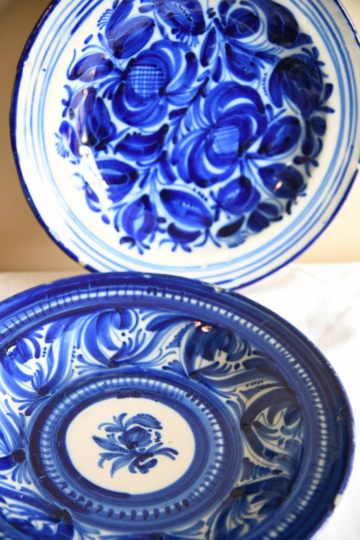 Pair Continental Blue & White Plates