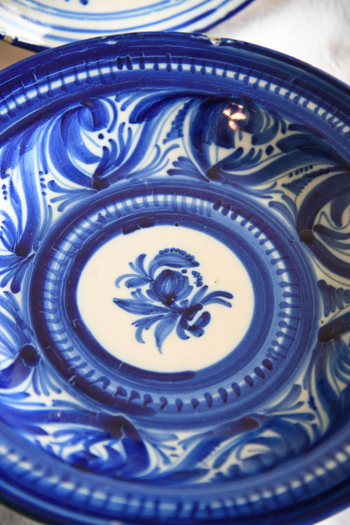 Pair Continental Blue & White Plates