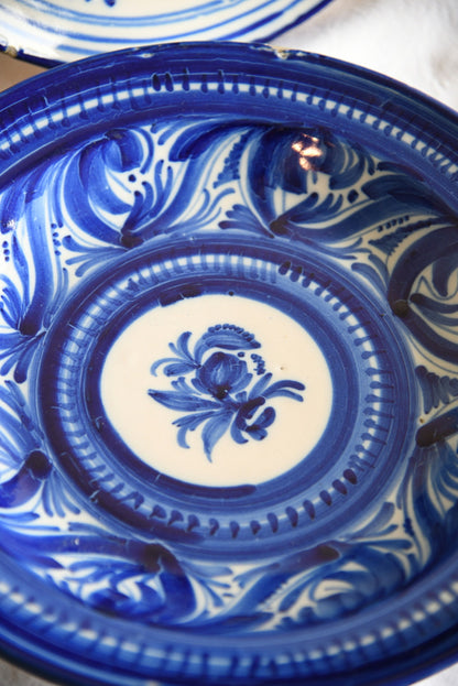 Pair Continental Blue & White Plates