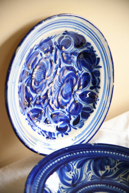 Pair Continental Blue & White Plates