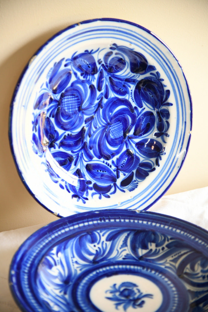 Pair Continental Blue & White Plates