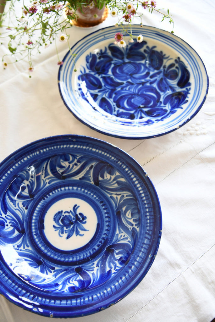 Pair Continental Blue & White Plates