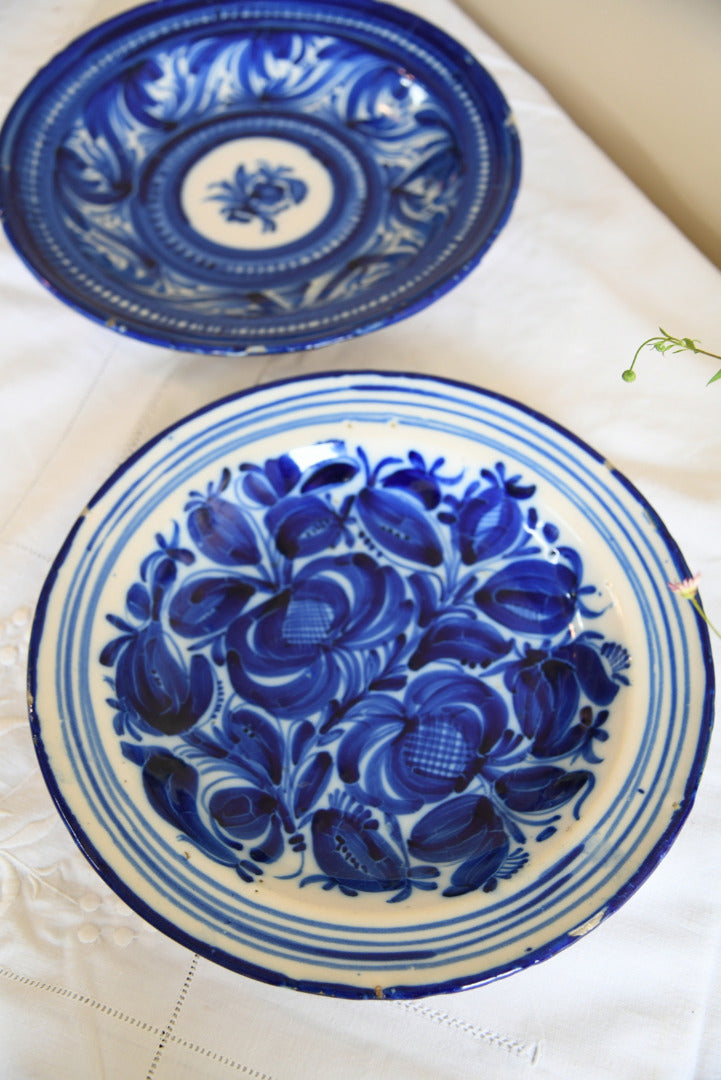 Pair Continental Blue & White Plates