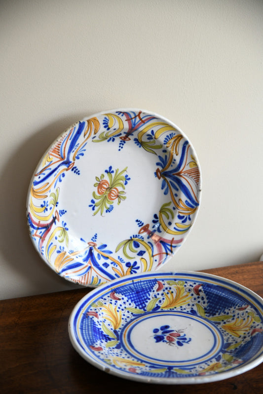 Pair Continental Faience Plates