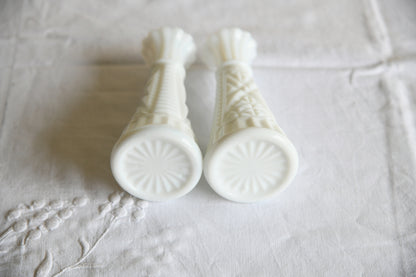 Pair White Milk Glass Vase