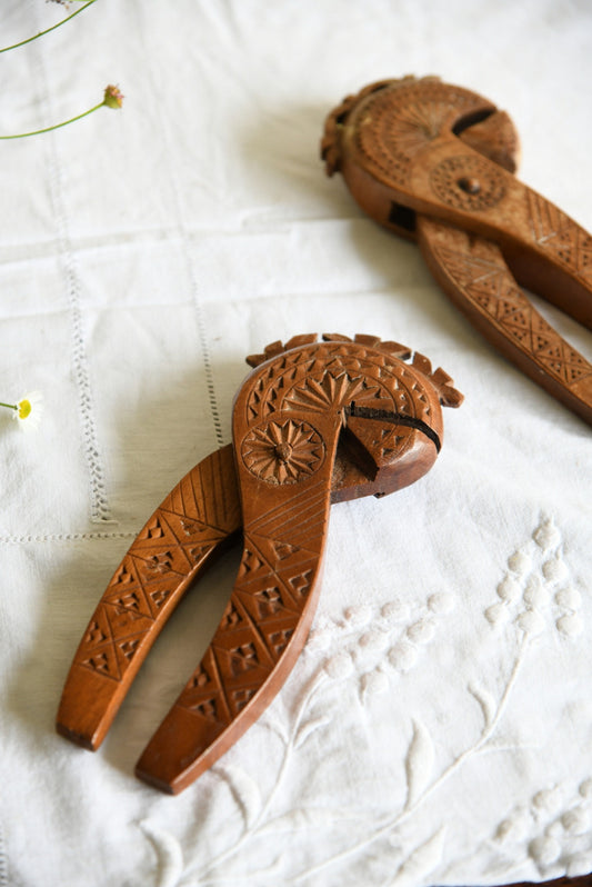 Scandinavian Carved Folk Style Wooden Nutcracker