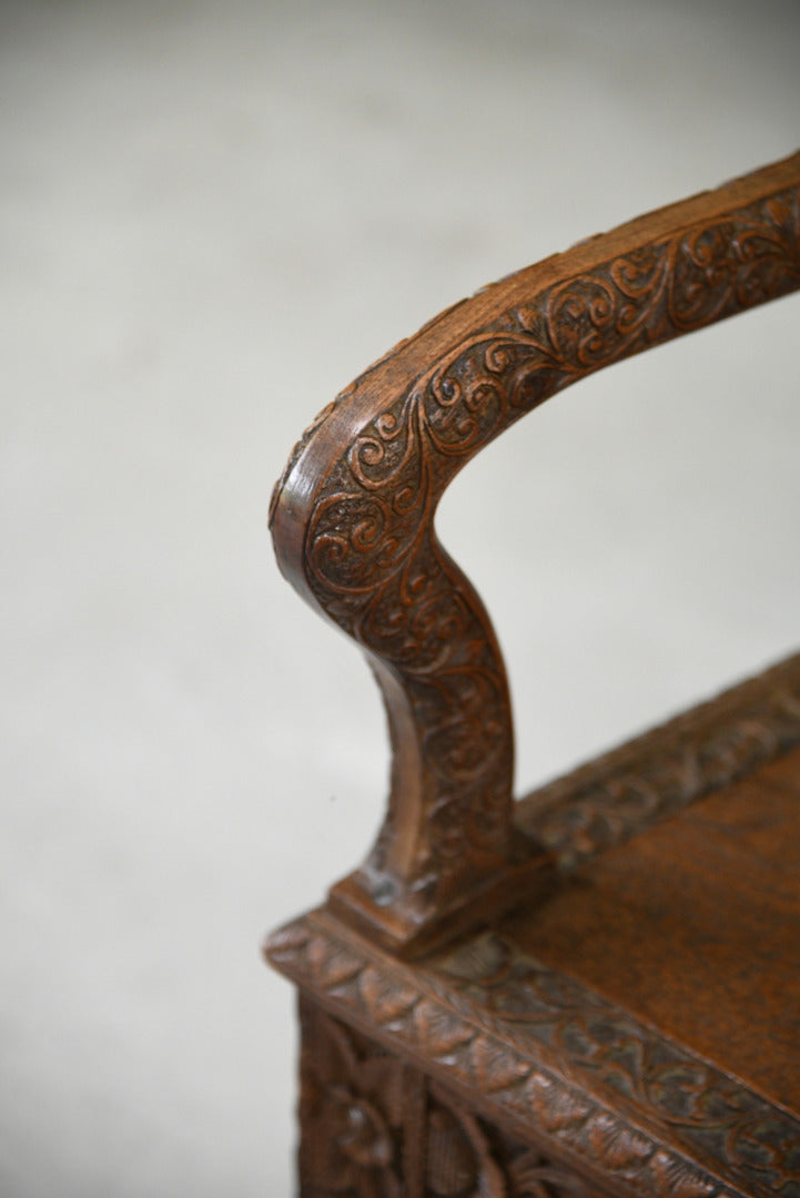 Anglo Indian Carved Padouk Carver Side Hall Chair