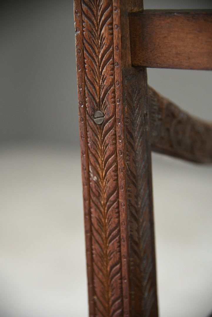 Anglo Indian Carved Padouk Carver Side Hall Chair